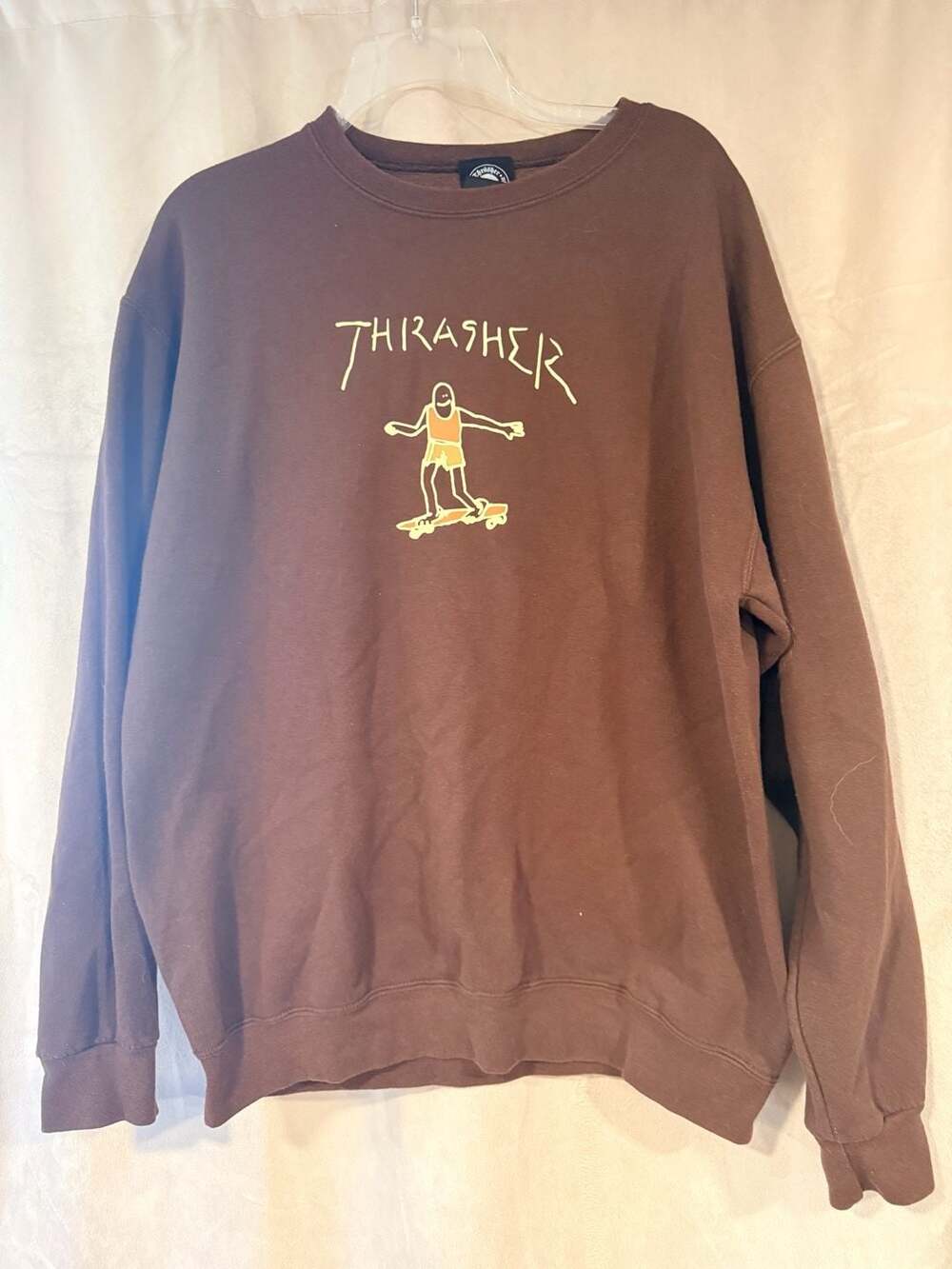 Thrasher Magazine Gonz Logo Dark Chocolate Brown Crewneck Sweatshirt Large